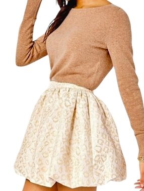 Lilly Pulitzer Leah Gold Leopard Jacquard Bubble Mini Skirt NWT Preppy Party 4